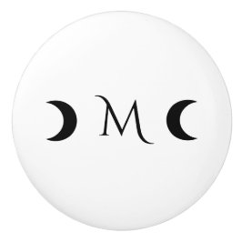 Moderne Crescent Moons weiß und schwarz Monogramm Keramikknauf