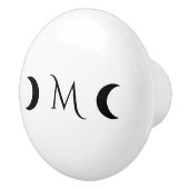 Moderne Crescent Moons weiß und schwarz Monogramm Keramikknauf (Rechts)