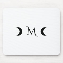 Moderne Crescent Moons weiß und schwarz Monogramm Mousepad
