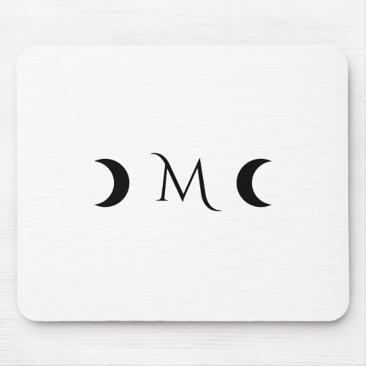 Moderne Crescent Moons weiß und schwarz Monogramm Mousepad (Vorne)