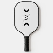Moderne Crescent Moons weiß und schwarz Monogramm Pickleball Schläger (Vorderseite)