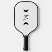 Moderne Crescent Moons weiß und schwarz Monogramm Pickleball Schläger (Rückseite)