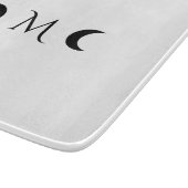 Moderne Crescent Moons weiß und schwarz Monogramm Schneidebrett (Ecke)