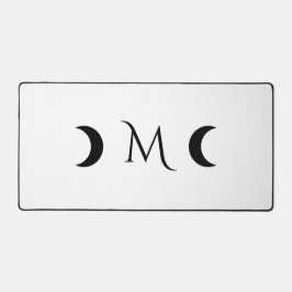 Moderne Crescent Moons weiß und schwarz Monogramm Schreibtischunterlage