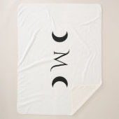 Moderne Crescent Moons weiß und schwarz Monogramm Sherpadecke (Vorderseite)