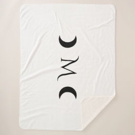 Moderne Crescent Moons weiß und schwarz Monogramm Sherpadecke