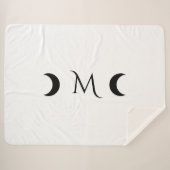 Moderne Crescent Moons weiß und schwarz Monogramm Sherpadecke (Vorderseite (Horizontal))