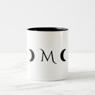 Moderne Crescent Moons weiß und schwarz Monogramm Zweifarbige Tasse