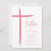Moderne Cross Girls Taufe Einladung (Vorderseite)