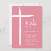 Moderne Cross Girls Taufe Einladung (Vorderseite)