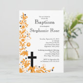 Moderne Cross-Orange-Taufe Einladung (Stehend Vorderseite)