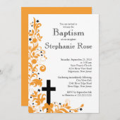 Moderne Cross-Orange-Taufe Einladung (Vorne/Hinten)