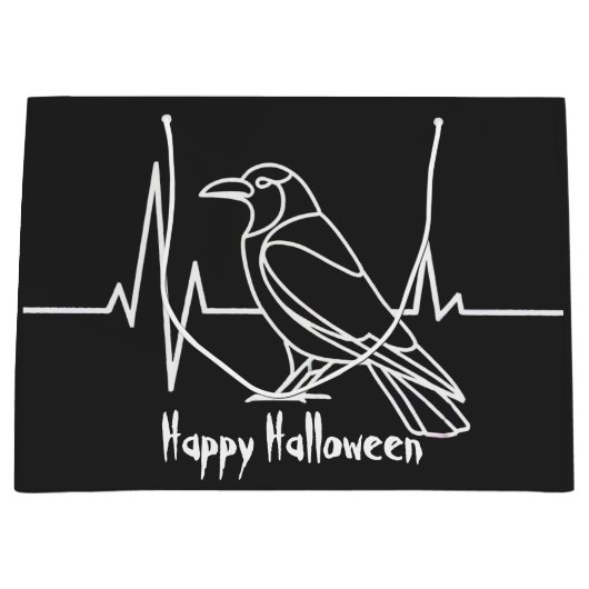 Moderne Crow & heart rate, minimalistisch, Hallowe Große Geschenktüte (Vorderseite)