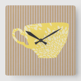 Moderne Cup & Strips Quadratische Wanduhr