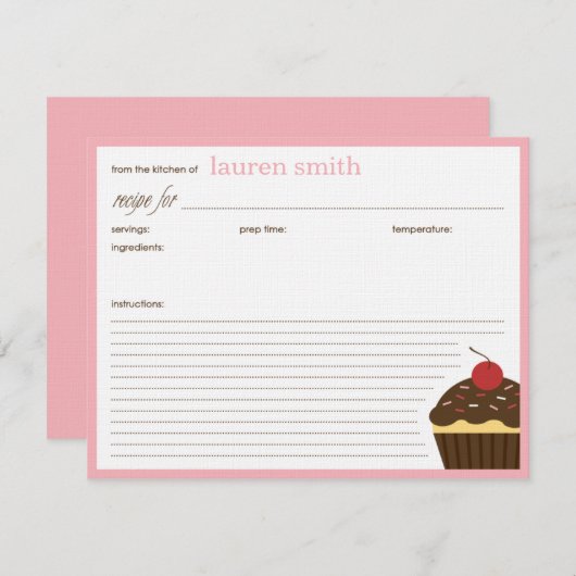 Moderne Cupcake Personalisierte Rezeptionskarten (Vorne/Hinten)