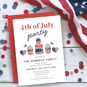 Moderne Cupcakes 4. Juli Party Einladung