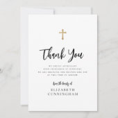 Moderne Curry Script Calligraphy Cross-Memorial Dankeskarte (Vorderseite)