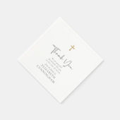 Moderne Curry Script Imitate Gold Cross Memorial Serviette (Ecke)