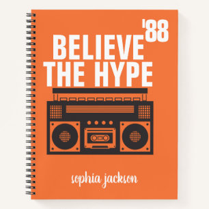 Moderne Custom Believe The Hype Name Schwarz Weiß Notizblock