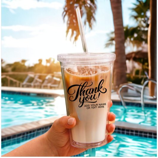 Moderne Custom Danke Text Black & White Classic Acryltrinkbecher