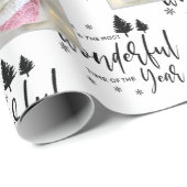 Moderne Custom Foto Dog Schwarz-weiß Typografie Geschenkpapier (Rolleneckpunkt)