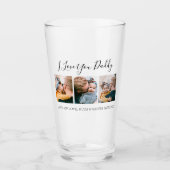 Moderne Custom I Liebe You Daddy | 3 Foto Bier Glas (Vorderseite)