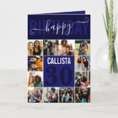 Moderne Custom Navy Blue 12 Foto Geburtstag Karte (Vorderseite)