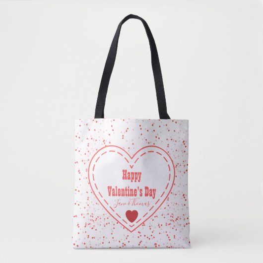 Moderne Custom Red Heart Happy Valentine's Day Tasche (Vorderseite)