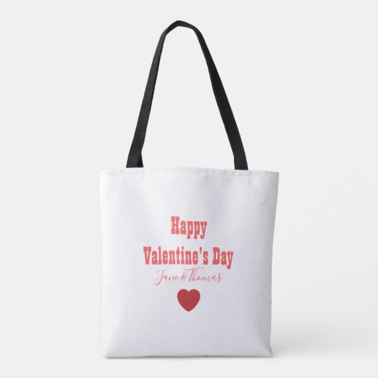 Moderne Custom Red Heart Happy Valentine's Day Tasche (Rückseite)