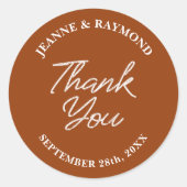 Moderne Custom Terracotta Wedding Vielen Dank für Runder Aufkleber (Vorderseite)