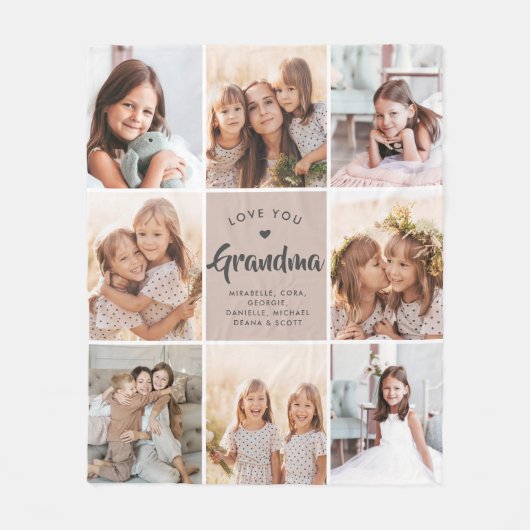 Moderne CUSTOM TEXT Familie Großmutter FotoCollage Fleecedecke (Vorderseite)