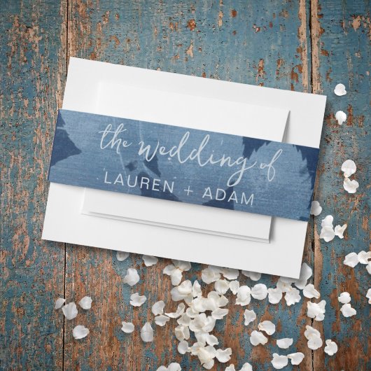 Moderne Cyan Blue Botanical Wedding Einladungsbanderole