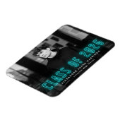 Moderne Cyan Neon Class 2025 Foto Abschluss Magnet (Linke Seite)