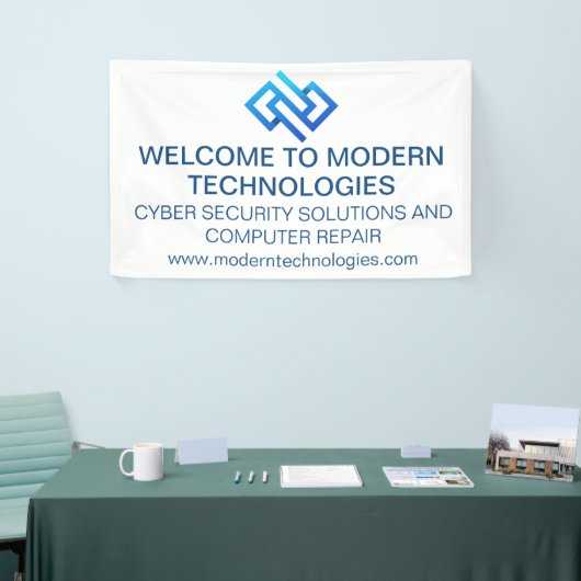 Moderne Cybersicherheits-Computer-Technologieunter Banner (Messeveranstaltung)