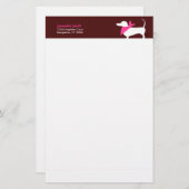 Moderne Dackel in rosa Scarf auf Schokolade Briefpapier (Vorne/Hinten)
