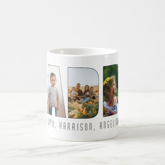 Moderne Daddy 5 Foto Typografie des Vaters Kaffeetasse (Mittel)