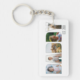 Moderne Daddy 5 Foto Typografie des Vaters Schlüsselanhänger