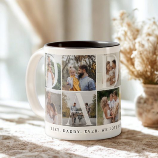 Moderne Daddy Collage, 10 Foto Grid, Geschenk für Zweifarbige Tasse