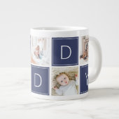 Moderne Daddy Foto Collage Custom Giant Coffee Tas Jumbo-Tasse (Vorderseite Rechts)