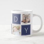 Moderne Daddy Foto Collage Custom Giant Coffee Tas Jumbo-Tasse (Rechts)