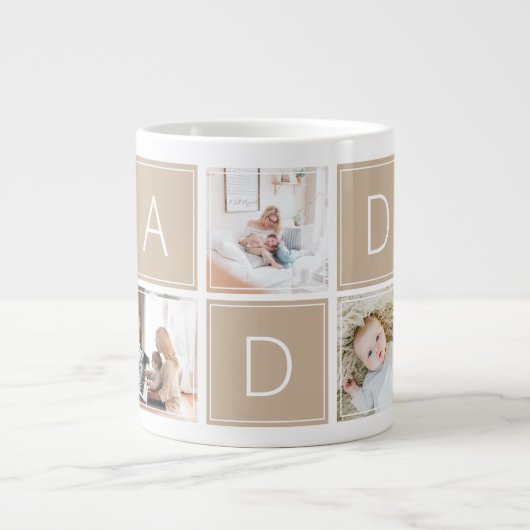 Moderne Daddy Foto Collage Custom Giant Coffee Tas Jumbo-Tasse (Vorderseite)