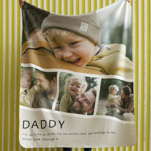 Moderne Daddy-Foto-Streifen-Collage Fleecedecke