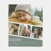 Moderne Daddy-Foto-Streifen-Collage Grün Fleecedecke (Vorderseite)
