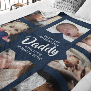 Moderne Daddy-Fotocollage Fleecedecke