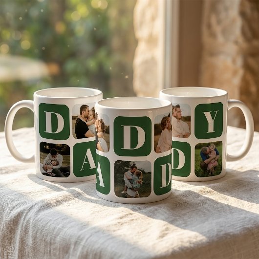 Moderne Daddy-Fotocollage-Kaffeetasse Kaffeetasse