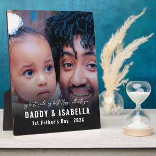 Moderne Daddy und Baby 1. Vatertag-Foto Fotoplatte