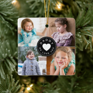 Moderne Daddy Wir lieben Dich Fotocollage Keramikornament