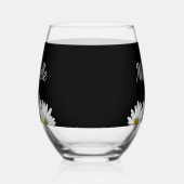 Moderne Daisien Rustikales Blumenschwarz Weinglas Ohne Stiel (Rechts)