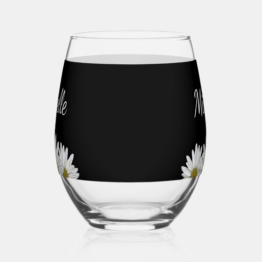 Moderne Daisien Rustikales Blumenschwarz Weinglas Ohne Stiel (Rechts)