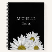 Moderne Daisien Schwarz-weiße florale botanische Notizblock (Vorderseite)